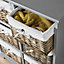 Home Source Lichfield 6 Wicker Basket Drawer Chest Storage Unit Grey
