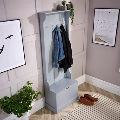 Home Source Lincoln Hallway Coat and Shoe Storage Bench Unit Grey