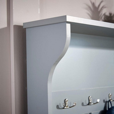 Home Source Lincoln Hallway Coat and Shoe Storage Bench Unit Grey