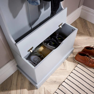 Home Source Lincoln Hallway Coat and Shoe Storage Bench Unit Grey