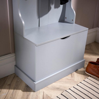 Home Source Lincoln Hallway Coat and Shoe Storage Bench Unit Grey