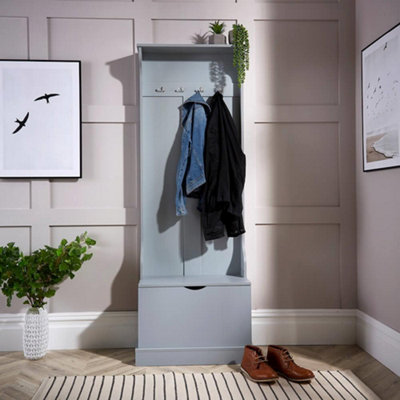 Home Source Lincoln Hallway Coat and Shoe Storage Bench Unit Grey