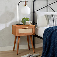 Home Source Livorno 1 Drawer Hessian Accent Bedside Table Storage Unit