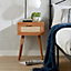 Home Source Livorno 1 Drawer Hessian Accent Bedside Table Storage Unit