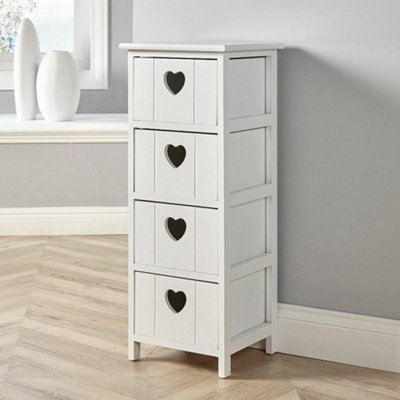 Home Source Love 4 Drawer Chest Storage Unit White