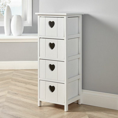 Home Source Lovestack Fully Assembly 4 Drawer Chest Storage Unit White