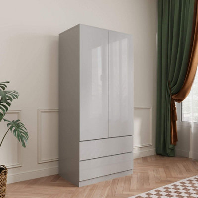 Home Source Lugano 2 Door 2 Drawer Wardrobe Grey