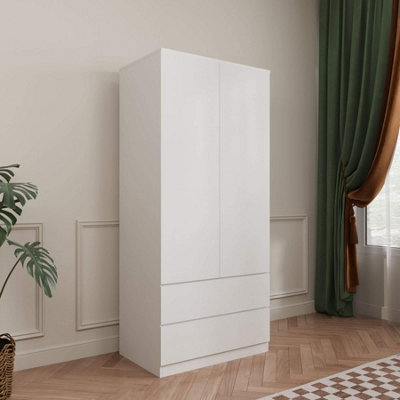 Home Source Lugano 2 Door 2 Drawer Wardrobe White