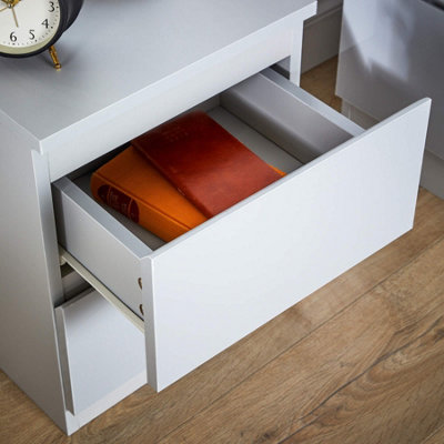Home Source Lugano Grey 2 Drawer Bedside Cabinet High Gloss Drawer Fronts