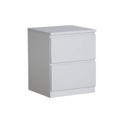 Home Source Lugano Grey 2 Drawer Bedside Cabinet High Gloss Drawer Fronts