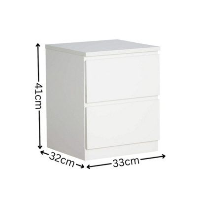 Home Source Lugano White 2 Drawer Bedside Cabinet High Gloss Drawer Fronts
