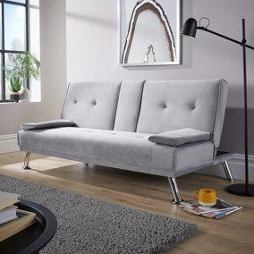 Home Source Luna Grey Velvet Sofa Bed