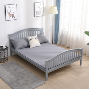 Home Source Madrid Wooden 4FT6 Double Bed Grey