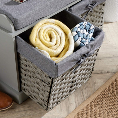 送料込 CHUMS FREAK'S STORE Back with Bench Home Source Malibu 2 Drawer Storage Bench Grey