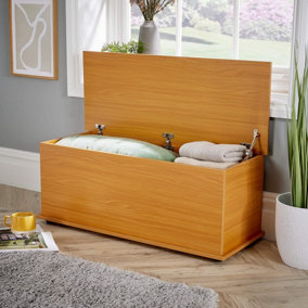 Home Source Malmo Storage Ottoman Beech