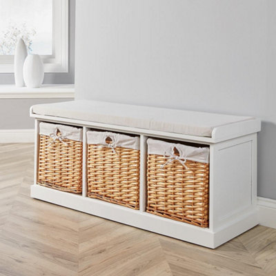 Shoe storage deals bench with baskets