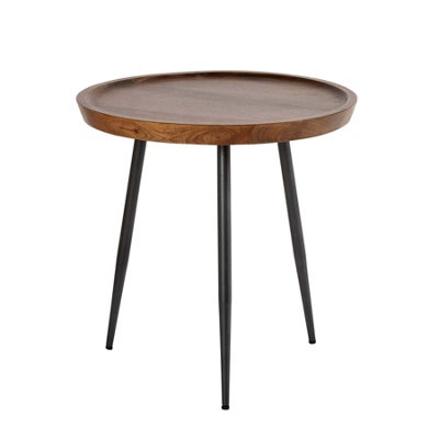 Home Source Manhattan Round Mango Wood with Metal Legs Small Coffee Table