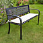 Home Source Meadow Outside Patio Garden Bench with Cushion Seat Pad