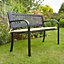 Home Source Meadow Outside Patio Garden Bench with Cushion Seat Pad