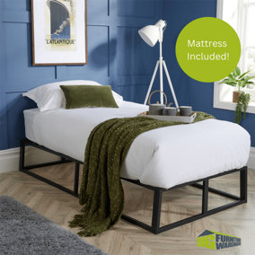 Home Source Metal 3ft Platform Bed and Jupiter Mattress