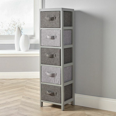 Home Source Metro 5 Drawer Chest Storage Unit Grey