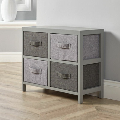 Home Source Metro Fully Assembled 4 Drawer Chest Storage Unit Grey