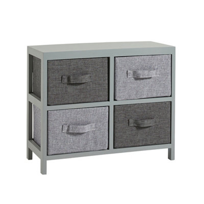 Home Source Metro Fully Assembled 4 Drawer Chest Storage Unit Grey