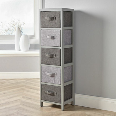 Home Source Metro Fully Assembled 5 Drawer Chest Storage Unit Grey