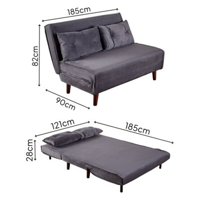 Home Source Morella Grey Double Sofa Bed