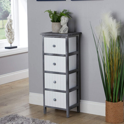 Home Source Mosbach Fully Assembled Wooden 4 Drawer Black and White Storage Chest