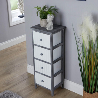 Home Source Mosbach Fully Assembled Wooden 4 Drawer Black and White Storage Chest