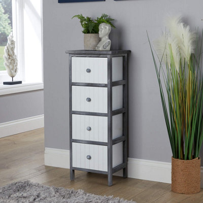 Home Source Mosbach Fully Assembled Wooden 4 Drawer Black and White Storage Chest