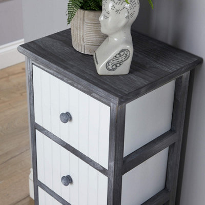 Home Source Mosbach Fully Assembled Wooden 4 Drawer Black and White Storage Chest