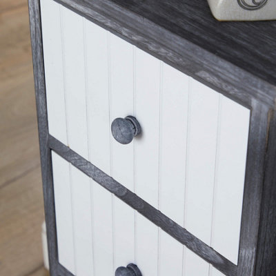 Home Source Mosbach Fully Assembled Wooden 4 Drawer Black and White Storage Chest