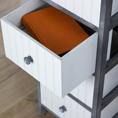 Home Source Mosbach Fully Assembled Wooden 4 Drawer Black and White Storage Chest