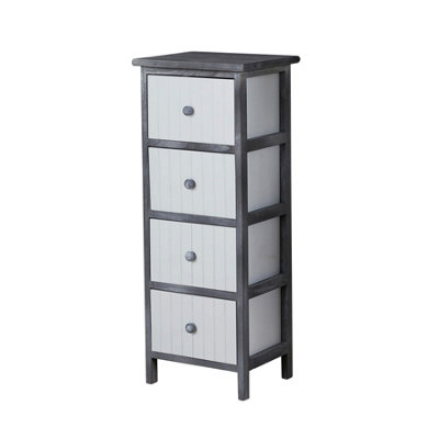 Home Source Mosbach Fully Assembled Wooden 4 Drawer Black and White Storage Chest