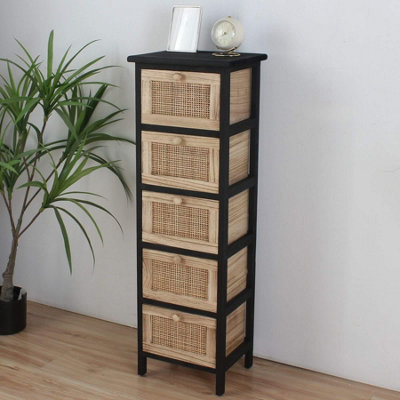 Home Source Mosina 5 Drawer Rattan Storage Chest