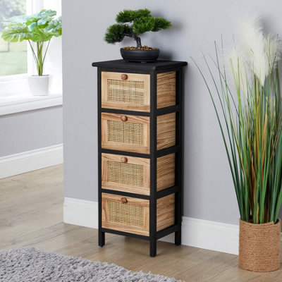 Home Source Mosina Fully Assembled 4 Drawer Rattan Storage Chest