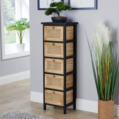 Home Source Mosina Fully Assembled 5 Drawer Rattan Storage Chest