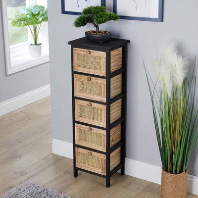 Home Source Mosina Fully Assembled 5 Drawer Rattan Storage Chest