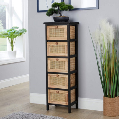 Home Source Mosina Fully Assembled 5 Drawer Rattan Storage Chest