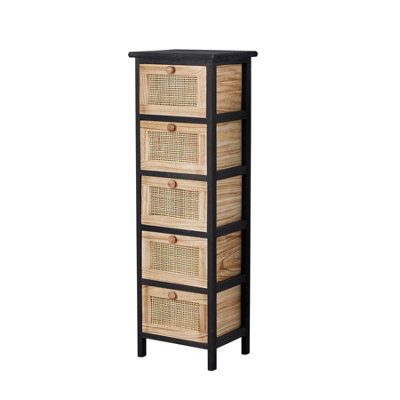 Home Source Mosina Fully Assembled 5 Drawer Rattan Storage Chest