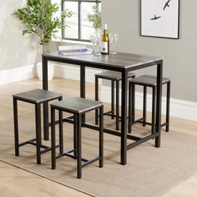 Home Source Nicosia Grey Table and Bar Stool Set