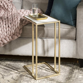 Home Source Nova Modern Side End Table Marble Gold