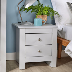 Home Source Nyon 2 Drawer Bedside Grey