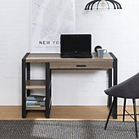 Home Source Oakley Home Office Computer Desk with Storage Driftwood Effect