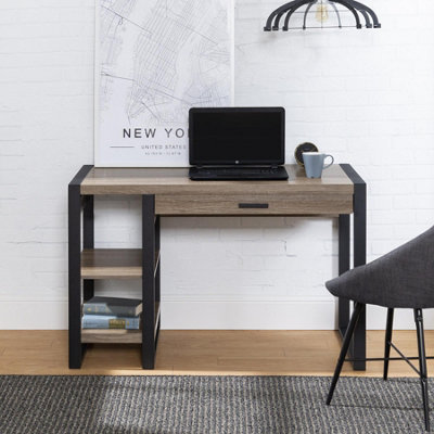 Home Source Oakley Home Office Computer Desk with Storage Driftwood Effect