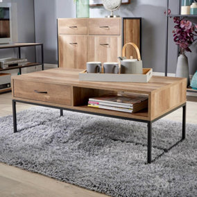 Home Source Oakmere 1 Drawer Coffee Table Natural