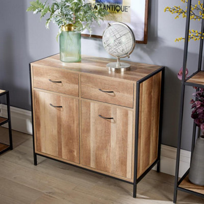 Oak and deals black metal sideboard