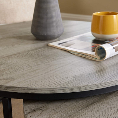 Home Source Oakmere Grey Round Nest 2 Tables